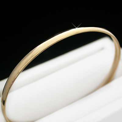 BNB-65 4mm Solid Highly Polished 14k Yellow Gold Bangle