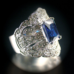A-12719 Created Sapphire & Diamond White Gold ep Ring