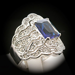 A-12719 Created Sapphire & Diamond White Gold ep Ring