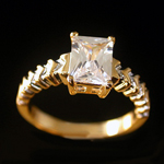 A-30402 Ladies 2.95ct EMERALD cut Created DIAMOND GOLD ep Ring
