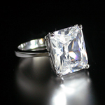 A-413725 Emerald Cut 4.46ct Created Diamond White Gold ep Ring