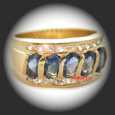 LR-120 - Created Sapphire & Diamond Ring
