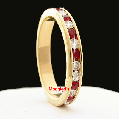 LR-9c- Ladies Full Eternity Created Ruby & Diamond Ring
