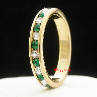 LR-9d-Ladies Full Eternity Created Emerald & Diamond Ring