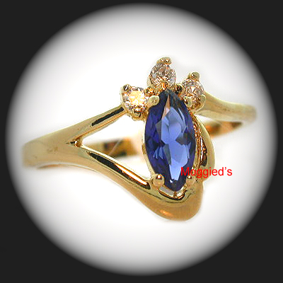 LR-34c - Created Sapphire & Diamond Ring