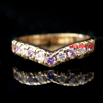 LR-8b-Ladies Created Amethyst & Diamond Anniversary Ring