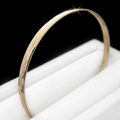 BNB-65 4mm Solid Highly Polished 14k Yellow Gold Bangle