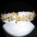 LB-129 - Turtle & Flower Designer Link 14k Gold Layered Bracelet
