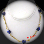 B-160b - Royal Blue Cats-eye HeartBar Link bracelet