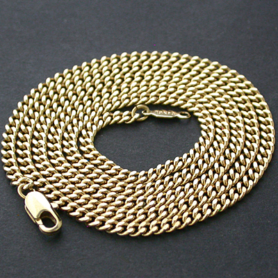 N-32c 3mm CURB Link 14k Gold GL Necklace