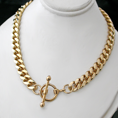 N-33d 7mm Curb Link Necklace with FOB Clasp