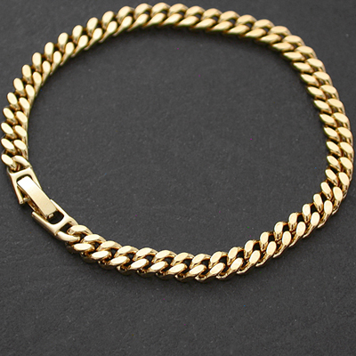 B-33a 5mm Square Curb Link 14K Gold Layered bracelet