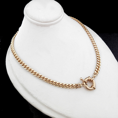 N-33f 4mm Curb Link Necklace with Bolt ring Clasp