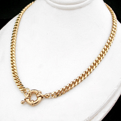 N-33f 4mm Curb Link Necklace with Bolt ring Clasp