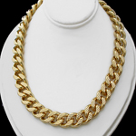 N-34g 10mm Ribbed Curb Link 14k Gold Layered Necklace
