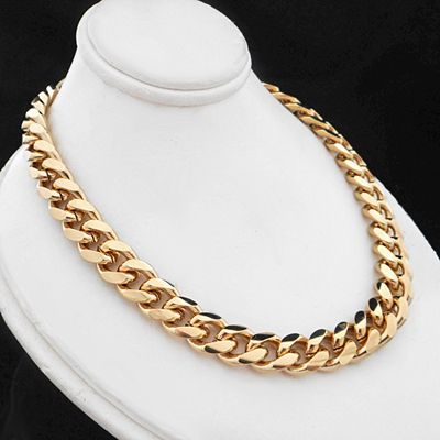 N-34b 9mm Rounded Curb Link Necklace