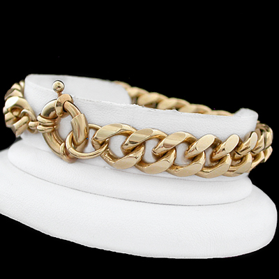 B-34d 11mm Curb Link & BOLT Ring Clasp 14k Gold GL bracelet
