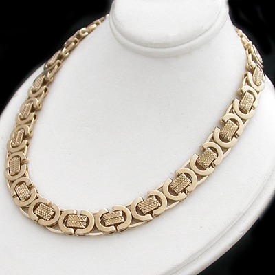 N-60 9mm Byzantium Link 14k Gold Layered Necklace