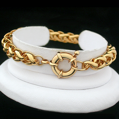 B-97c 7mm Round Wheat Link bracelet with Bolt Ring Clasp