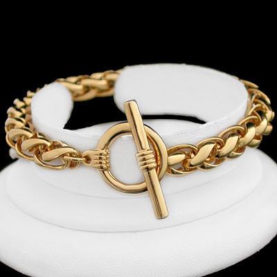 B-97c 7mm Round Wheat Link bracelet with FOB Clasp