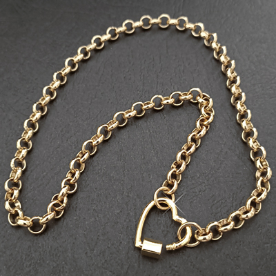 N-CB047 6mm Belcher Link HEART CLASP 14k Gold GL Necklace