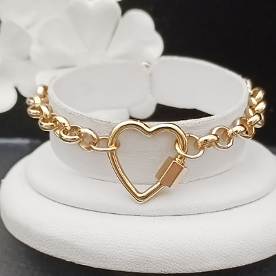 B-CB047 6mm Belcher Link HEART CLASP 14k Gold GL bracelet