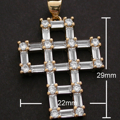 CZP-486 14k Gold GL Created Diamond Cross Pendant