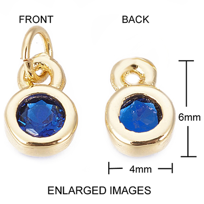 PH-095-6 18k Gold EP SAPPHIRE BLUE CZ Charm Belcher Link Anklet