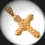 CZP-478 - Created Diamond Encrusted CROSS Gold Layered Pendant