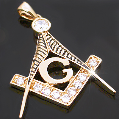 CZP-634 Mens Created Diamond Masonic Pendant
