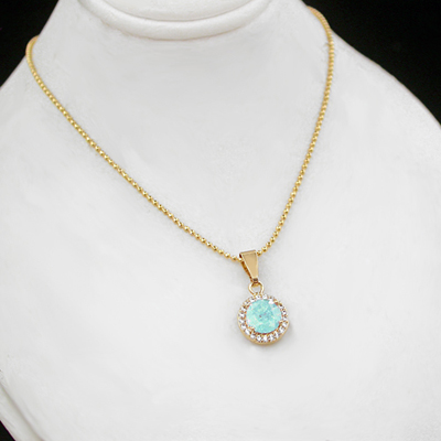CZP-758 TURQUOISE Crushed CZ 14k Gold GL Pendant