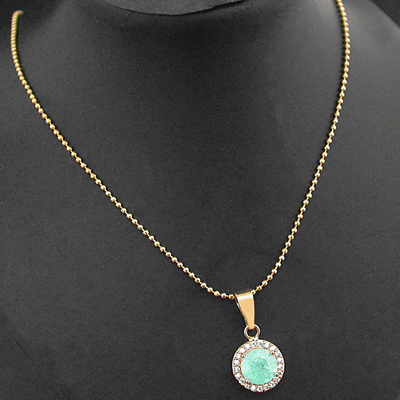 CZP-758 TURQUOISE Crushed CZ 14k Gold GL Pendant