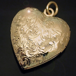 LKT-12 - Heart Shaped 14k Gold Layered Engraved Opening Locket
