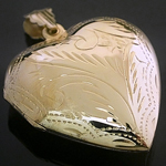 LKT-2 - Large Engraved Heart 14k Gold Vermeil Opening Locket