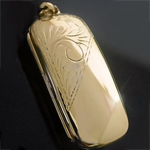 LKT-3 - Oblong Shaped 14k Gold Vermeil Engraved Opening Locket