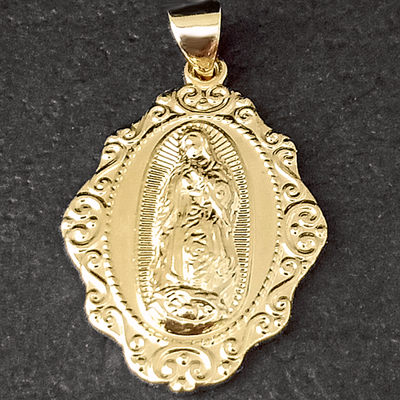 R-193- Our Lady of Guadalupe 14k GOLD GL Charm Pendant