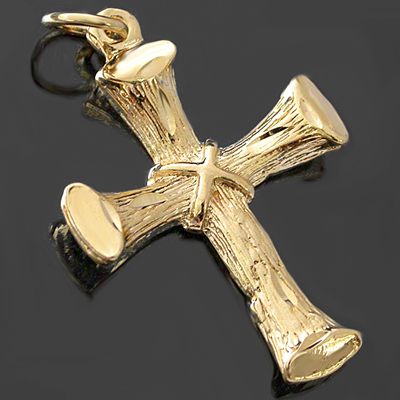 R-40- Concave CROSS 14k Gold Layered Charm Pendant