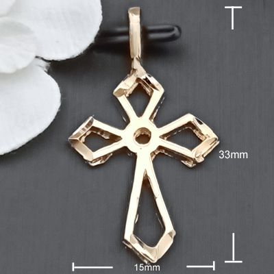 R-44- Highly polished OPEN CROSS 14k Gold GL Charm Pendant