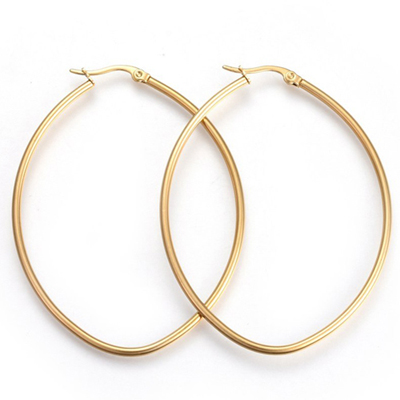 A-052-15b Lge Oval Hoop 14k Gold Layered Earrings
