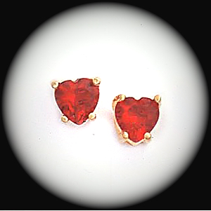 BSE-67- July Ruby Birthstone Heart Stud Earrings