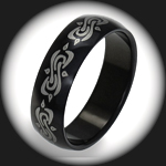 ERB-015 - Mens 7mm TRIBAL Black PVD Stainless Steel Ring