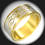 ERG-005 - Mens 10mm TRIBAL GOLD PVD Stainless Steel Ring