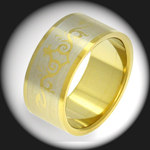ERG-012 - Mens 10mm TRIBAL GOLD PVD Stainless Steel Ring