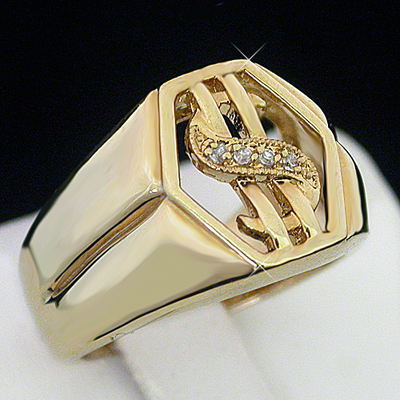 MN-25 Mens $ Dollar Diamond Ring