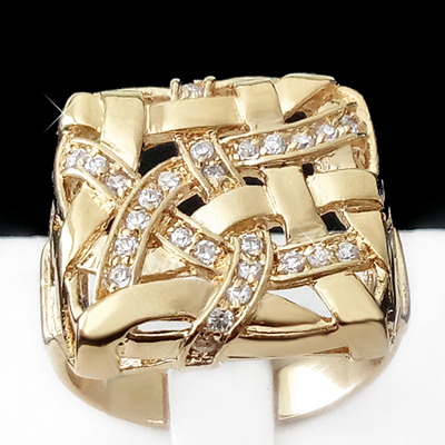 MN-46 Mens Basket Weave Created Diamond Ring