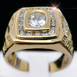 MN-50 Mens Brushed & Highly polished Created Diamond Ring