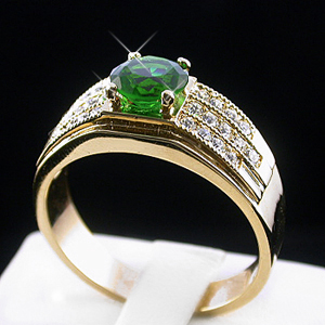 MN-51b Mens 2.5ct Created Emerald Ring