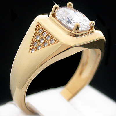 MN-54a Mens simulated Diamond MICRO PAVE 14k GOLD GL RING