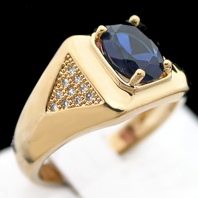 LIFETIME GUARANTEE Men 2.25ct Created SAPPHIRE & Diamond 14k GOLD Layered Ring 