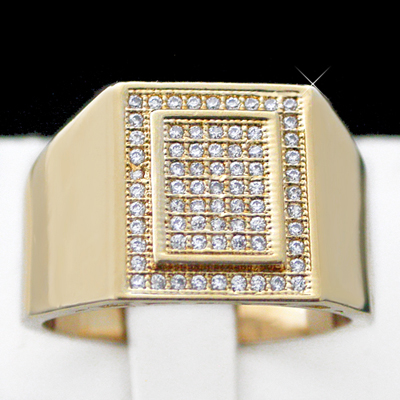 MN-57 Mens .71ct PAVE Set Created Diamond Ring